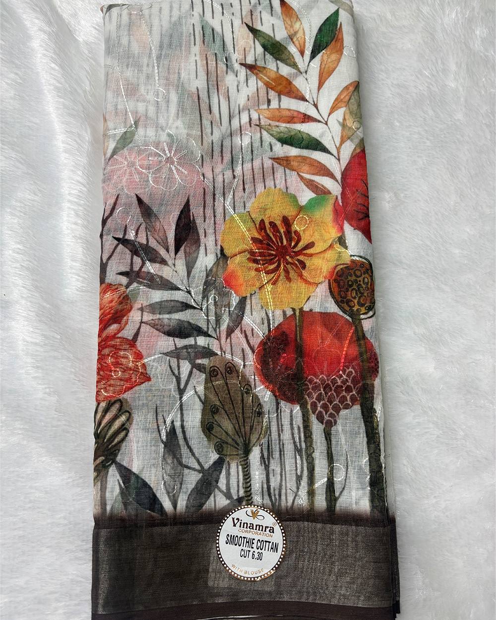 Pure Linen Cotton Saree - Image 4