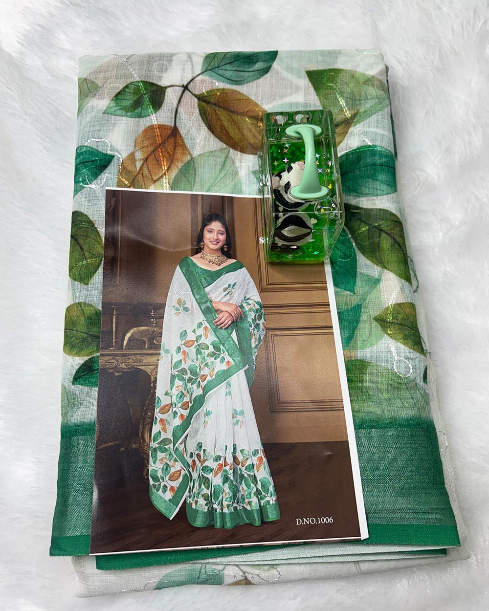 Pure Linen Cotton Saree - Image 5